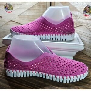 Ilse Jacobsen Tulip 39 Pink Posey Perforated Slip On Sneaker Flat Womens #545